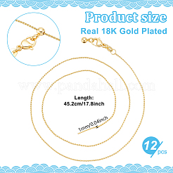 12 шт. 1 мм латунная пшеничная цепочка регулируемые слайдеры ожерелья&nbsp;NJEW-NB0001-30