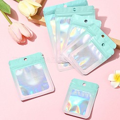 60 шт. 5 стиля прямоугольные блестящие голографические ПВХ пакеты с застежкой-молнией ABAG-FS0001-14B