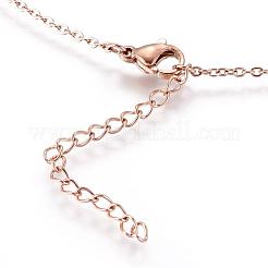 Ожерелья с подвесками из нержавеющей стали 304 с кубическим цирконием NJEW-P167-24RG