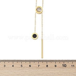 304 нержавеющая сталь кристалл стразы плоский круглый кулон y ожерелья NJEW-V001-03G