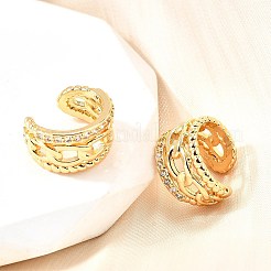 Латунные серьги-манжеты из прозрачного кубического циркония&nbsp;EJEW-F370-17G