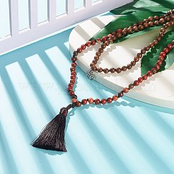 Collier double couche de perles de bois rondes avec fermoir magnétique en laiton&nbsp;NJEW-JN03858