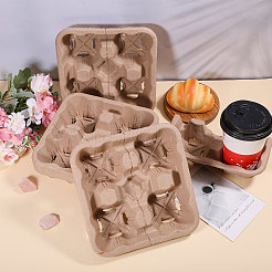 30 bandeja desechable para taza de café de pulpa biodegradable&nbsp;AJEW-BC0009-87B