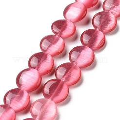 キャッツアイビーズ連売り  フラットラウンド  ミックスカラー  12x4.5mm  穴：1mm  約31~32個/連  14.57~14.76インチ（37~37.5cm）&nbsp;CE-C006-08B