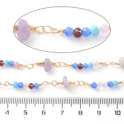 Цепи ручной работы из латуни со стеклянными звеньями CHC-F019-04G-02