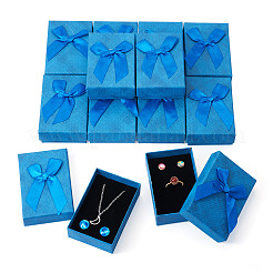 Прямоугольные бумажные подарочные коробки для хранения ювелирных изделий с бантом CON-TAC0014-12F