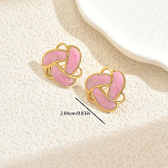 Серьги-гвоздики из нержавеющей стали с эмалевым плетением DE9374-3