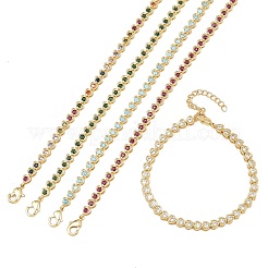 Pulseras de eslabones de latón con circonitas cúbicas en forma de corazón.&nbsp;KK-CBA960E-15G