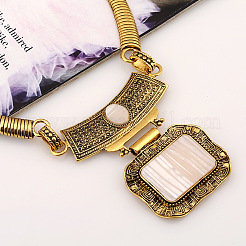 Комплект из ожерелья из сплава с прямоугольным кулоном и плоских круглых висячих серег FS-WG0E2DC-02