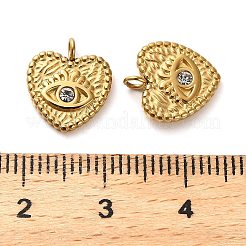 304ステンレスペンダント  キュービックジルコニア付き  ハート  12.5x11x1.5mm  穴：1.8mm&nbsp;STAS-H438-16G-01