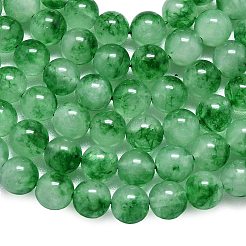 天然石マレーシアジェイドビーズ連売り  染め＆加熱  ラウンド  ライムグリーン  6~6.5mm  穴：1mm  約60~62個/連  14.96インチ（38cm）&nbsp;G-L645-C01-6mm-28