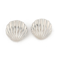 女性のための真鍮のフープピアス  シェル形状  プラチナ  23x15mm&nbsp;EJEW-U041-07P