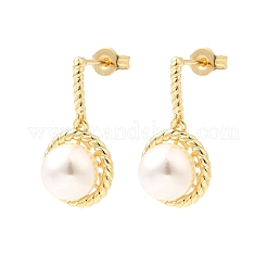 Круглые латунные серьги-гвоздики с микропаве из прозрачных кубических цирконий EJEW-C154-08G