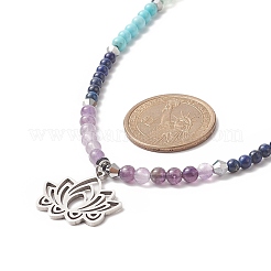 Collier pendentif en acier inoxydable 201 à thème yoga&nbsp;NJEW-JN04205