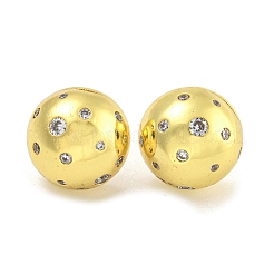 Серьги-гвоздики из латуни с полукруглым покрытием и прозрачным кубическим цирконием для женщин&nbsp;EJEW-G410-58G