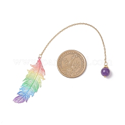 3 шт. закладок из нержавеющей стали с перьями и сплавом&nbsp;AJEW-JK00402