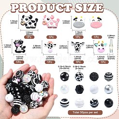 Ensembles de perles en silicone et acrylique et résine sur le thème de la vache&nbsp;DIY-CJ0002-44