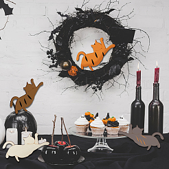 Незаконченные вырезки из дерева в форме кошки&nbsp;WOOD-WH0029-48