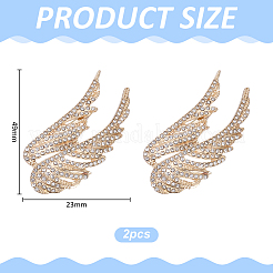 2 шт. броши из цинкового сплава со стразами в виде крыльев ангела для рюкзака&nbsp;JEWB-WR0001-12G