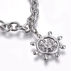 Браслеты с подвесками из нержавеющей стали 304 BJEW-L637-23-P