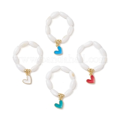 Парные кольца-подвески из натуральной ракушки с латунной эмалью RJEW-TA00230