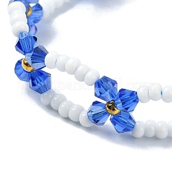 Braccialetti da donna con perline intrecciate regolabili con fiori di vetro intrecciato&nbsp;BJEW-MZ00100-04