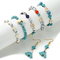 12 стиль окрашенных синтетических бирюзовых бусин TURQ-FS0001-04