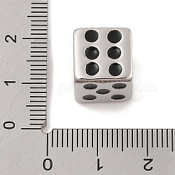 変色防止304ステンレススチールチャーム  エナメル  サイコロチャーム  ステンレス鋼色  12x12x12mm  穴：2mm&nbsp;STAS-G346-04P