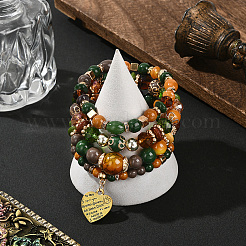 1 комплект браслетов из дерева и бусин в стиле бохо для женщин&nbsp;BJEW-SP0001-12