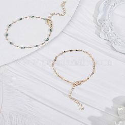 1 комплект браслета из натуральных бусин лазурита и набор браслетов из цепочек для женщин&nbsp;BJEW-LP0004-06A