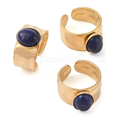 Anillos de dedo ovalados con piedras naturales mixtas&nbsp;RJEW-Z057-12G