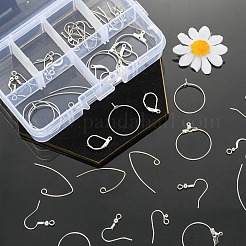キットを作るDIYイヤリング  48個の真鍮製ピアスフックとワイングラスチャームリングとペンダントとフレンチフックピアスのパーツを含む  プラチナ  パーツ：48個/箱&nbsp;DIY-FS0001-66P