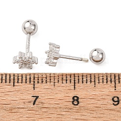 Рождественские серьги-гвоздики со снежинками из стерлингового серебра EJEW-F397-04P