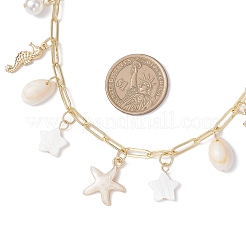 Collane con catena a graffetta in ottone con ciondolo a forma di stella marina&nbsp;NJEW-JN05405-03