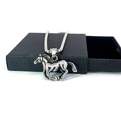 Ожерелья из нержавеющей стали с подвеской в виде бегущей лошади для мужчин UC4254