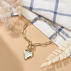 Браслет из сплава в форме сердца с латунными цепочками для скрепок для женщин BJEW-JB08895-01