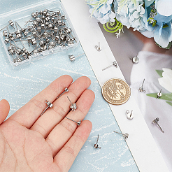 80 шт. 4 стиля фурнитуры для сережек-гвоздиков из нержавеющей стали 201 и 304 STAS-OC0001-15