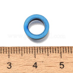 304ステンレススチールヨーロピアンビーズ  大穴ビーズ  リング  ブルー  10x2mm  穴：6.2mm&nbsp;STAS-R140-03D