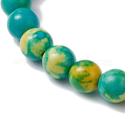 Pulseras elásticas de cuentas de jade blanco sintético para mujeres y hombres&nbsp;BJEW-JB11300-03