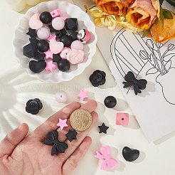 68 шт. 14 стиля печатных силиконовых фокусных бусин&nbsp;SIL-PA0001-14