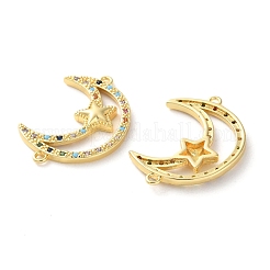 Стойка покрытие латунь разноцветный кубический цирконий луна звезда соединительные подвески&nbsp;KK-C084-21G