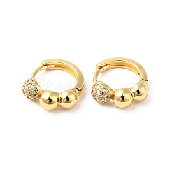 Полукруглые серьги-кольца из прозрачного кубического циркония с бусинами EJEW-G312-14G