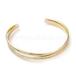 Латунные браслеты-манжеты крест-накрест BJEW-D039-40G