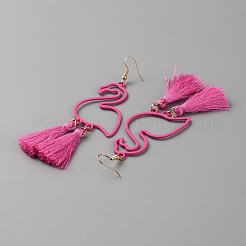 Серьги-люстры из сплава с фламинго&nbsp;EJEW-WH0010-55B