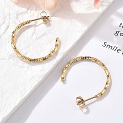 Серьги-гвоздики из нержавеющей стали 304 в форме буквы С&nbsp;EJEW-R017-02G-03