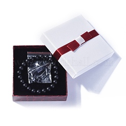 Натуральный черный камень круглые бусины стрейч браслеты BJEW-JB04174-05