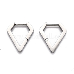 変色しにくい304ステンレススチール製フープピアス  ダイヤモンド形状  ステンレス鋼色  17x15.5x3mm  ピン：1mm&nbsp;STAS-J033-17B-P