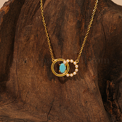 Элегантные ожерелья из стерлингового серебра 925 пробы с двойным кругом и искусственным жемчугом для женщин GR8670