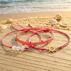 3 Stück verstellbares Armbandset aus Glasperlen und Nylonkordel&nbsp;NA1872-2