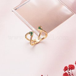 Кольцо-манжета из прозрачного кубического циркония с крест-накрест&nbsp;X1-RJEW-T016-36G-01